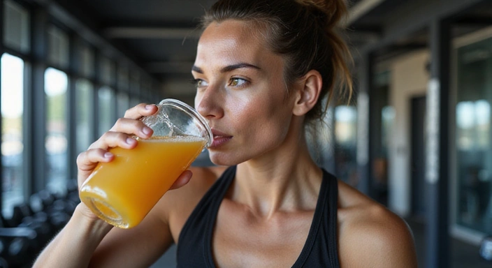 Sportowiec pijący izotonik po treningu