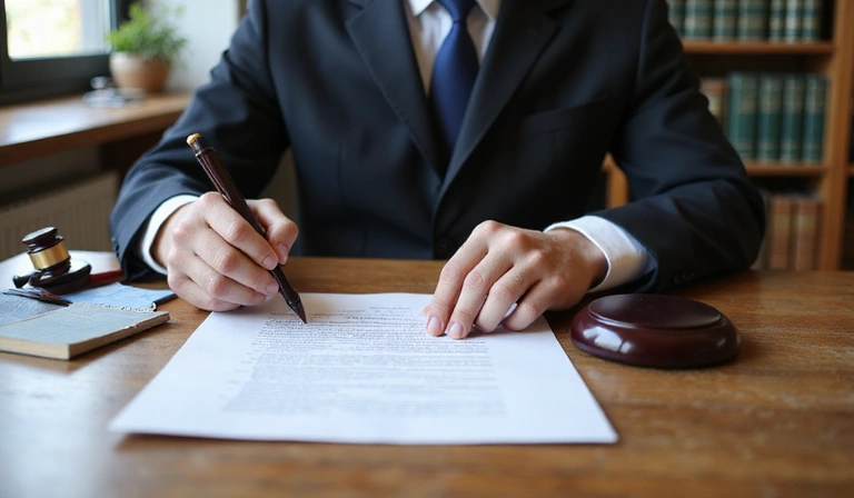 Prawnik analizujący dokumenty, symbolizujący regulamin i zgodność z prawem.