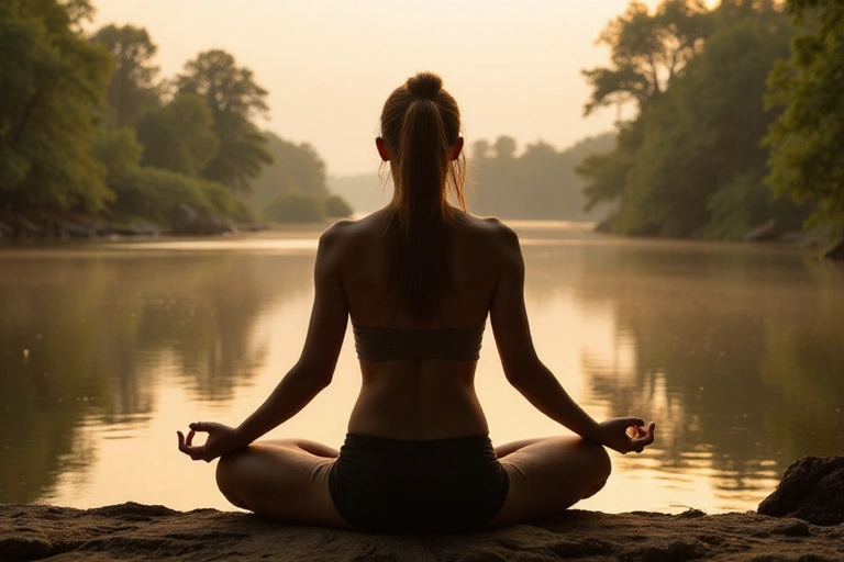 Osoba medytująca w spokojnym otoczeniu, symbolizująca równowagę